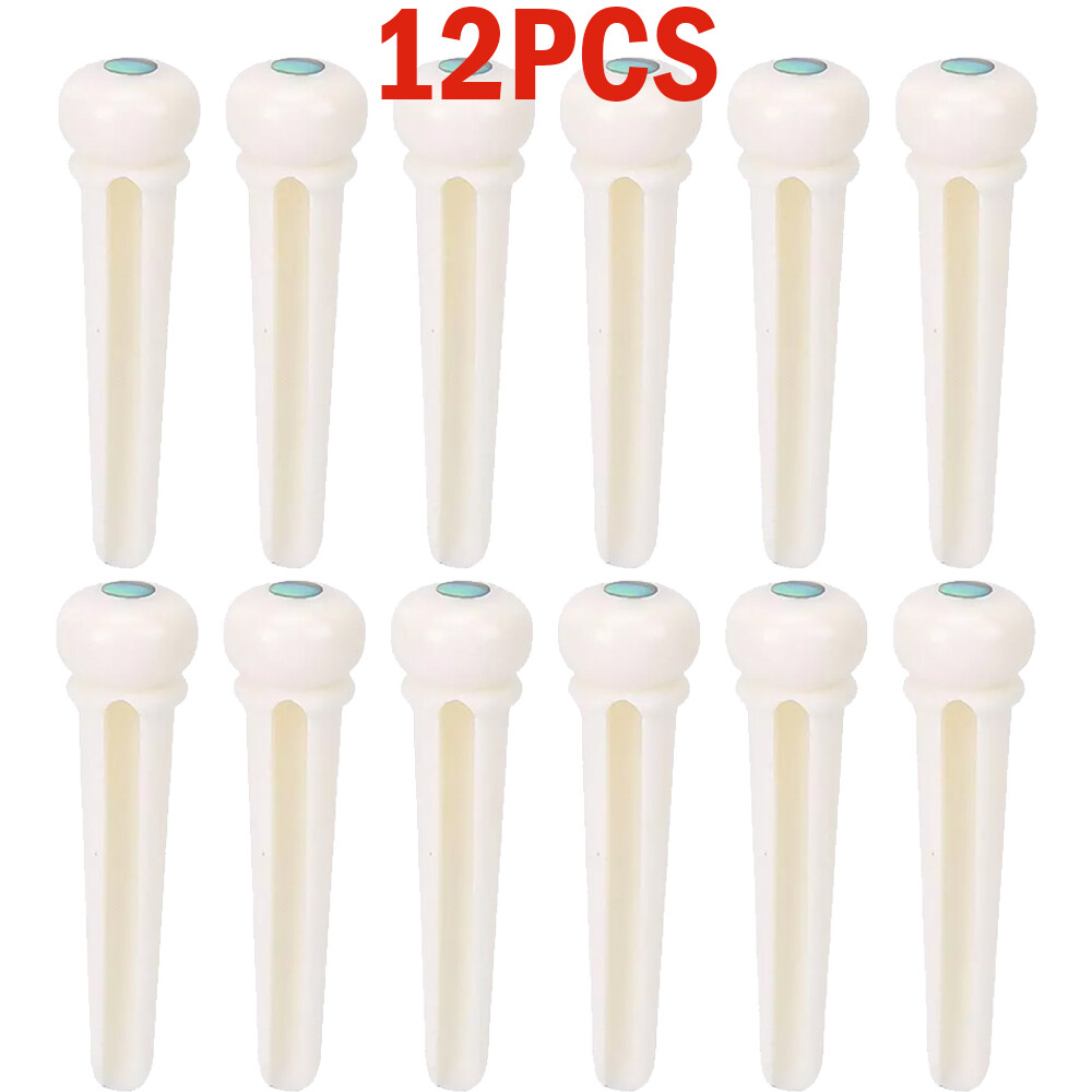 12PCS Guitar Bone Pin with Green Abalone Shell Dot Luthier Bridge Saddle Nut DIY