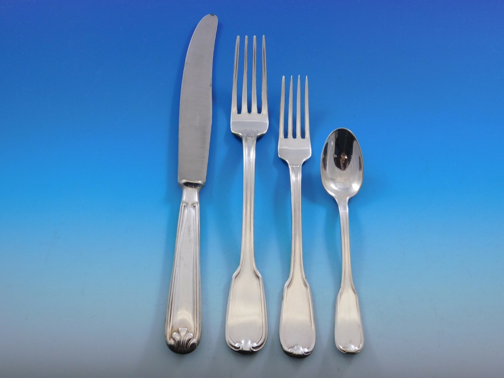 Fiddle Thread German 800 Silver Flatware Set Service 57 pieces Dinner