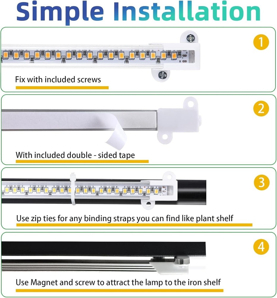 Full Spectrum LED Grow Light Strips with Timer & Dimmable Levels for Plants