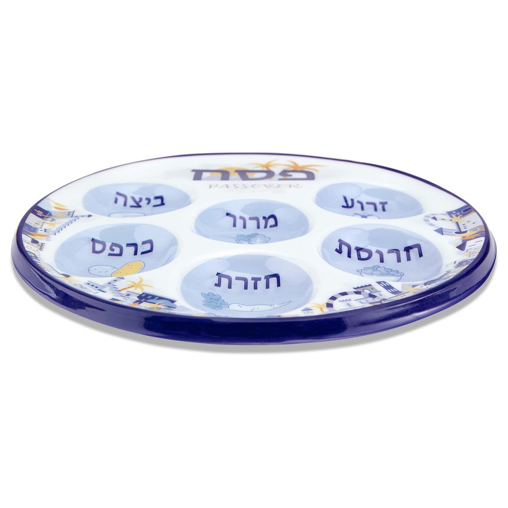 Jerusalem Theme Bulk Pack Disposable Passover Seder Plates 10" Plastic Passov...
