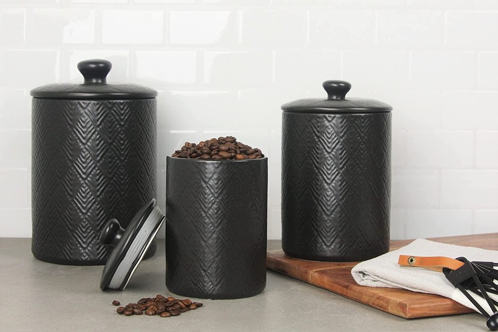 3 Piece Canister Set Matte Black