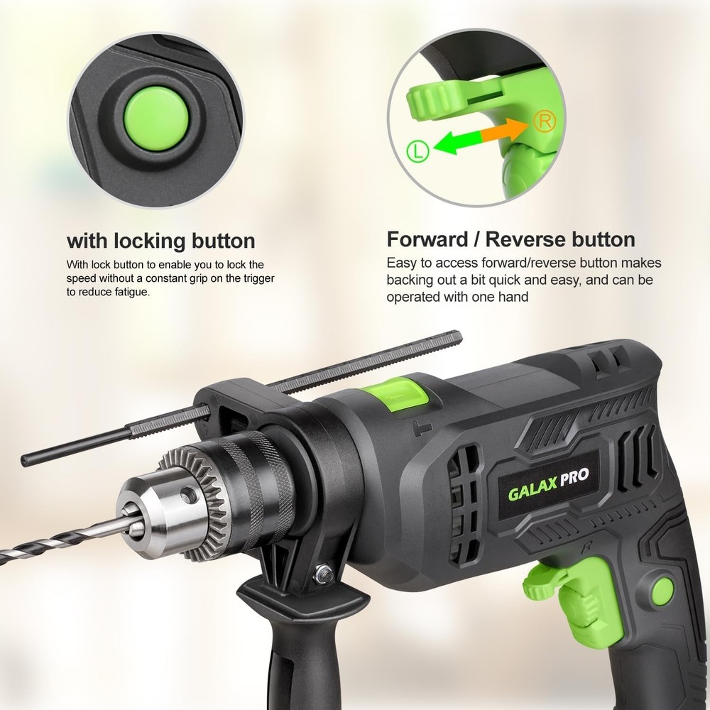 Dual-Function Corded Impact Drill with Variable Speed & Adjustable Handle