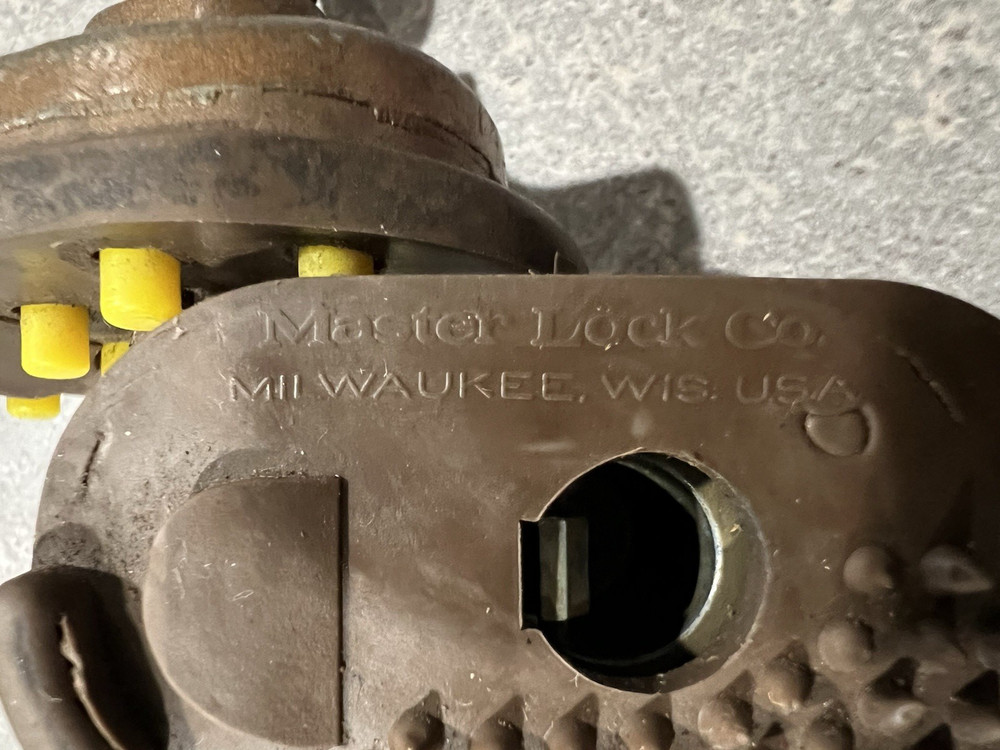 Vintage Master Lock, Two-Piece Trigger Lock with Key