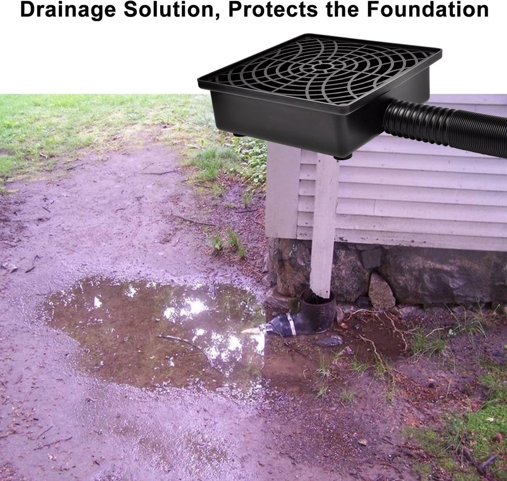 12"x12" Low Profile Catch Basin Extender with 8.2ft Flexible Pipe Solution