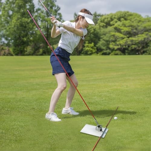 Golf Alignment Stick Training Aid Set - Upgraded Metal Rods with Foldable