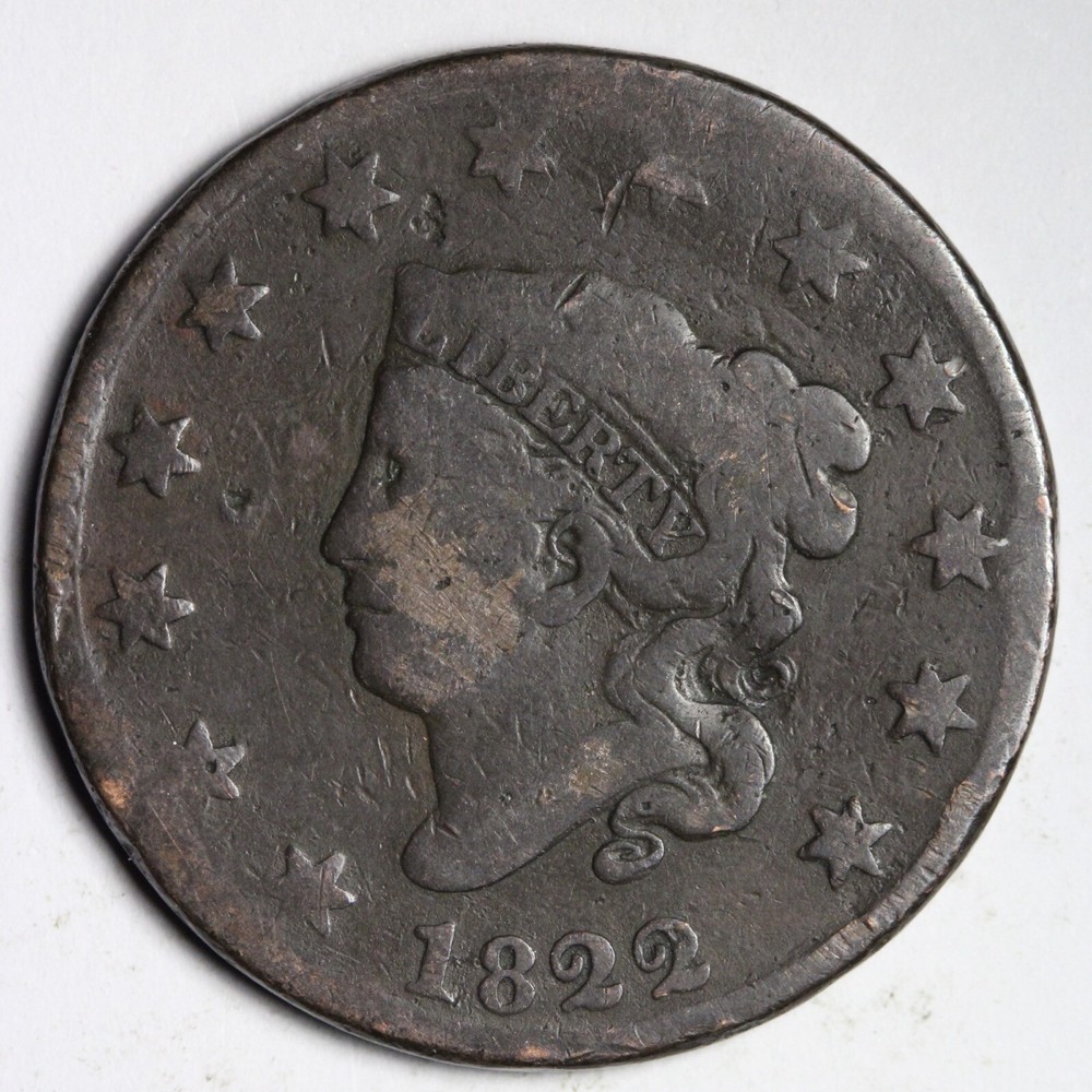 1822 Coronet Head Large Cent CHOICE FINE E319 XCH