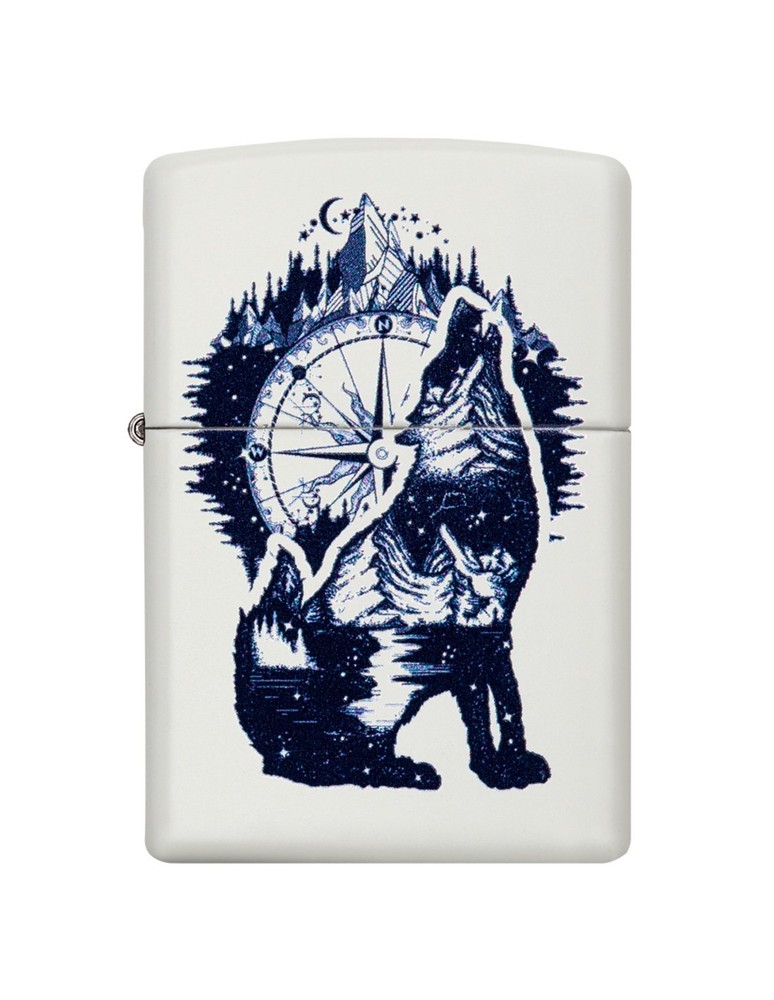 Genuine ZIPPO Lighter HOWLING WOLF COMPASS WILDERNESS BNIB