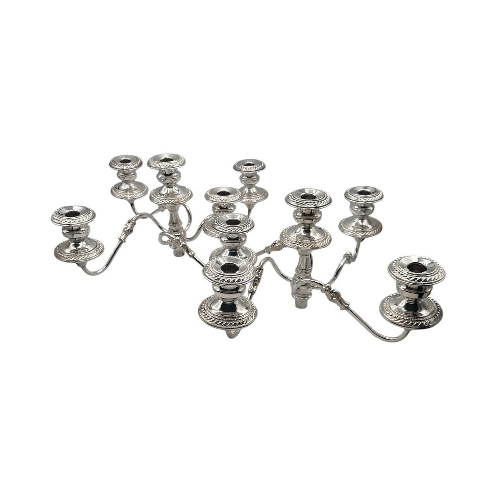 2 Silver Plated Candelabra Attachments 5 Arm w/ Bobeches