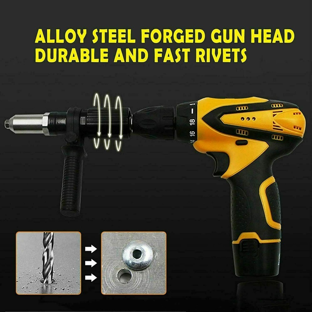 Professional Electric Rivet Nut Gun Adaptor Insert Cordless Power Drill Tool Kit