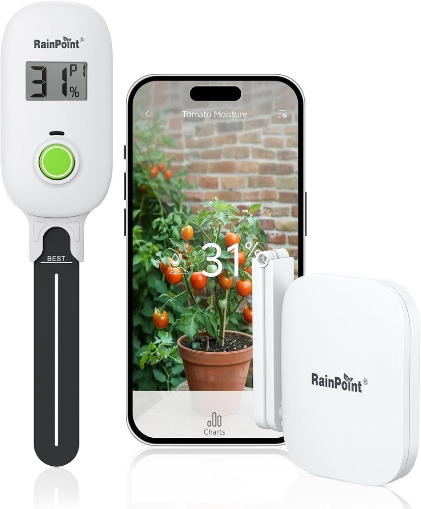 RAINPOINT Smart Digital Wireless Plant Moisture Meter Sensor + Hub