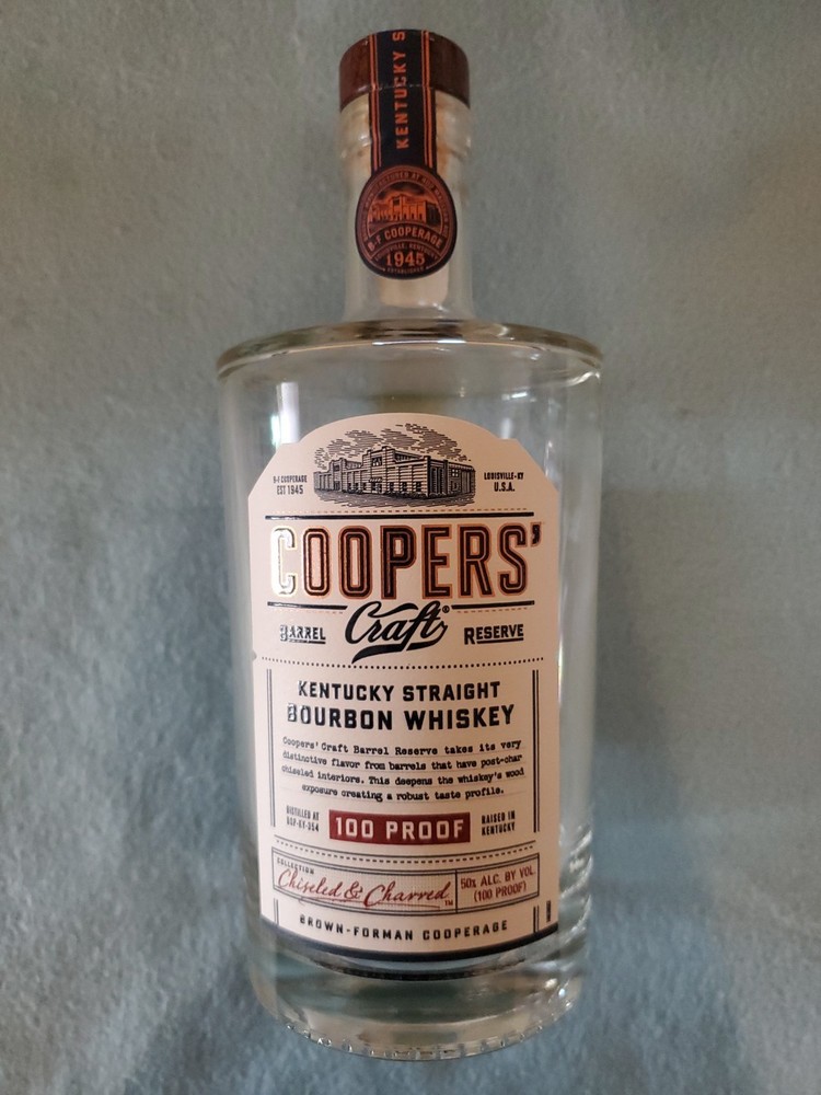 "COOPERS' CRAFT" BOURBON WHISKEY EMPTY BOTTLE 750ML