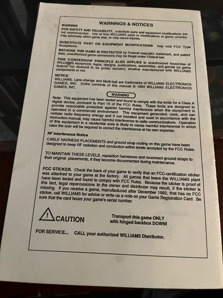 Whitewater Pinball Operator Handbook
