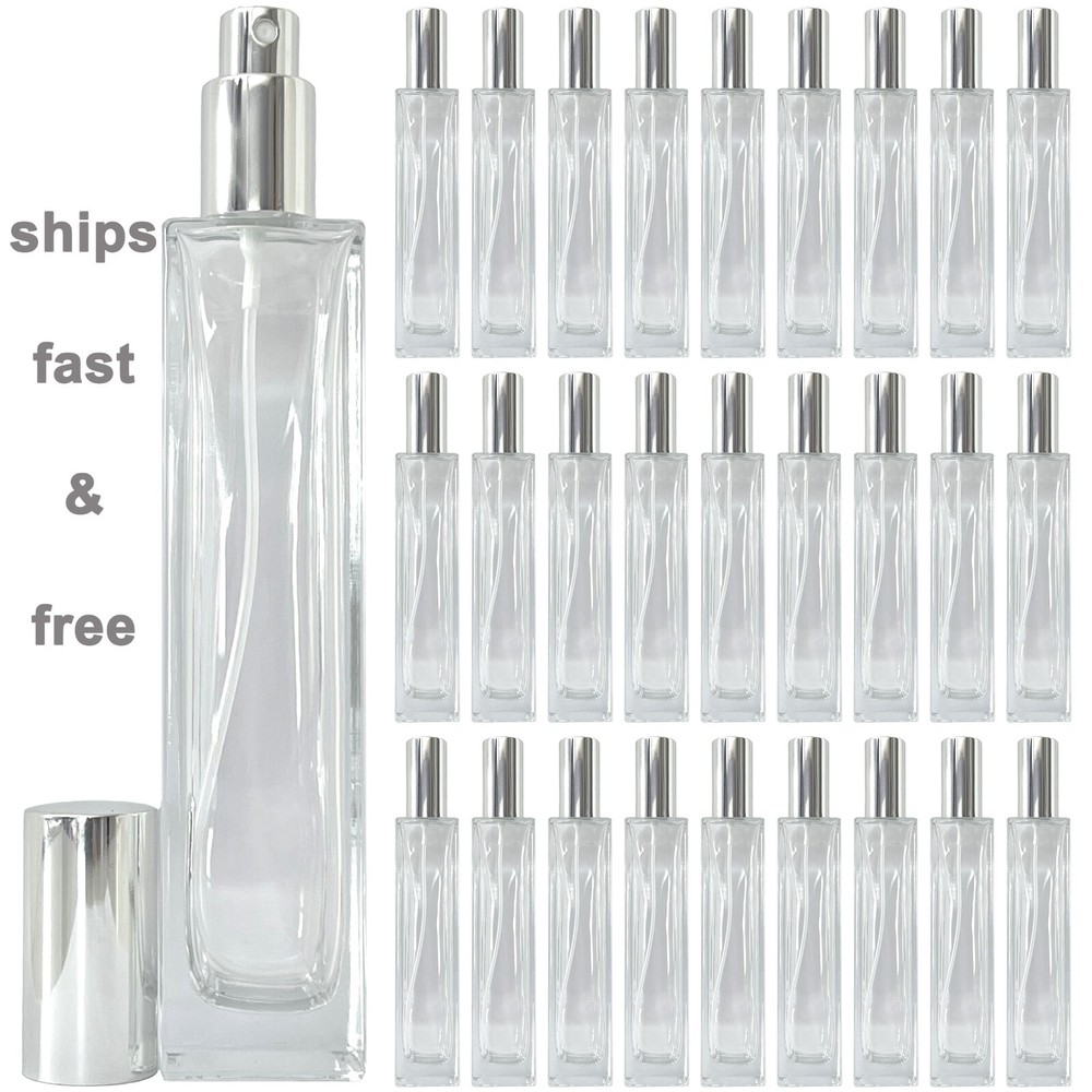 100ml 3.3oz perfume thick glass spray tall bottles silver atomizer refillable