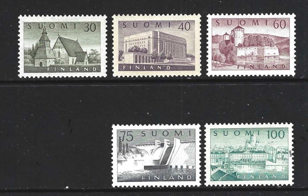 FINLAND – 1956-1959 – DEFINITIVE ISSUES – 5 DIFFERENT STAMPS - MINT