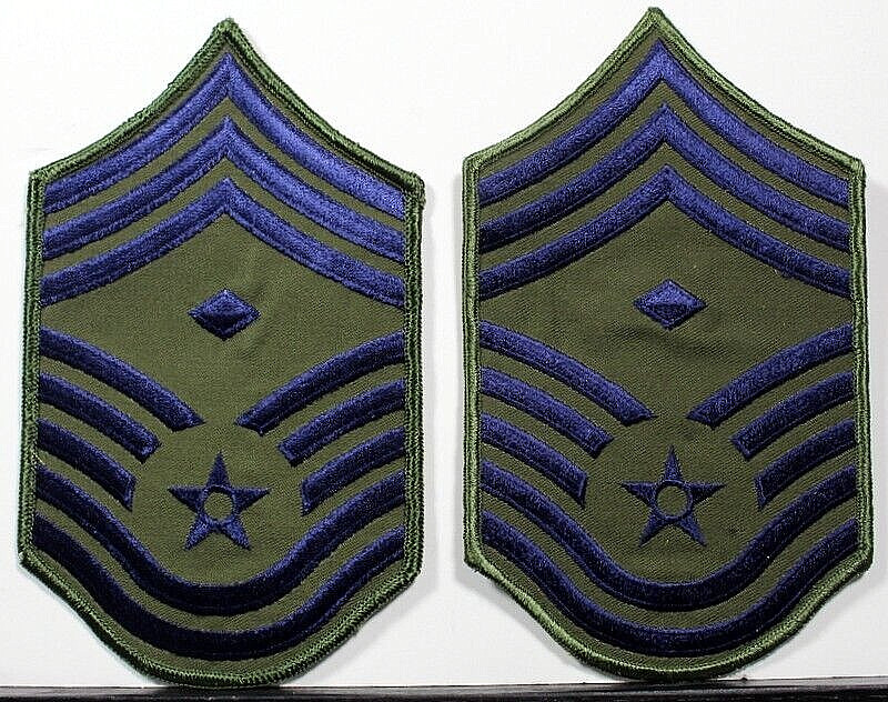 USAF Male Chief Master Sergeant First Sergeant Stripes OD Fatigue Patch Pair