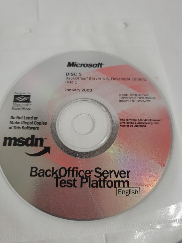 Microsoft Msdn BackOffice Server 4.5 Test Platform 2000 3 Disc Set 1-3-5 NEW