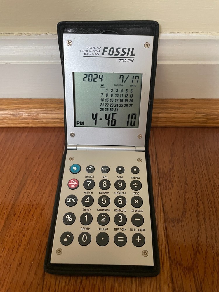 Fossil World Time Calculator Digital Calendar Alarm Clock