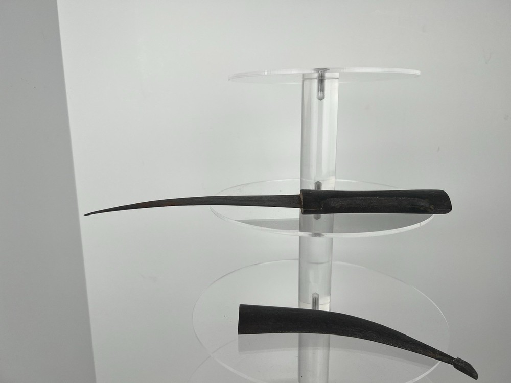 Double‑Edged Curved Ethnographic Dagger, Khanjar‑Influenced with sheath