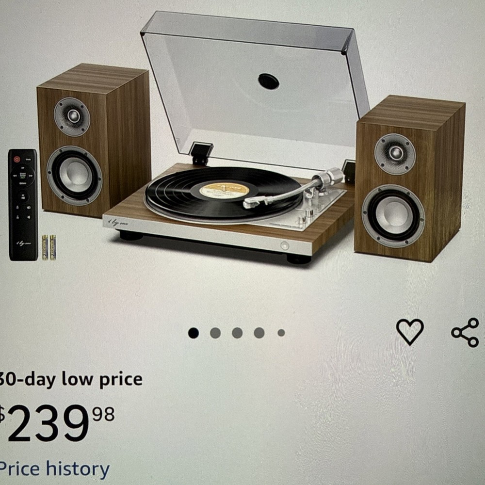 1 By ONE Fully Automatic Record Player, Auto Repeat Function, Speakers, Remote