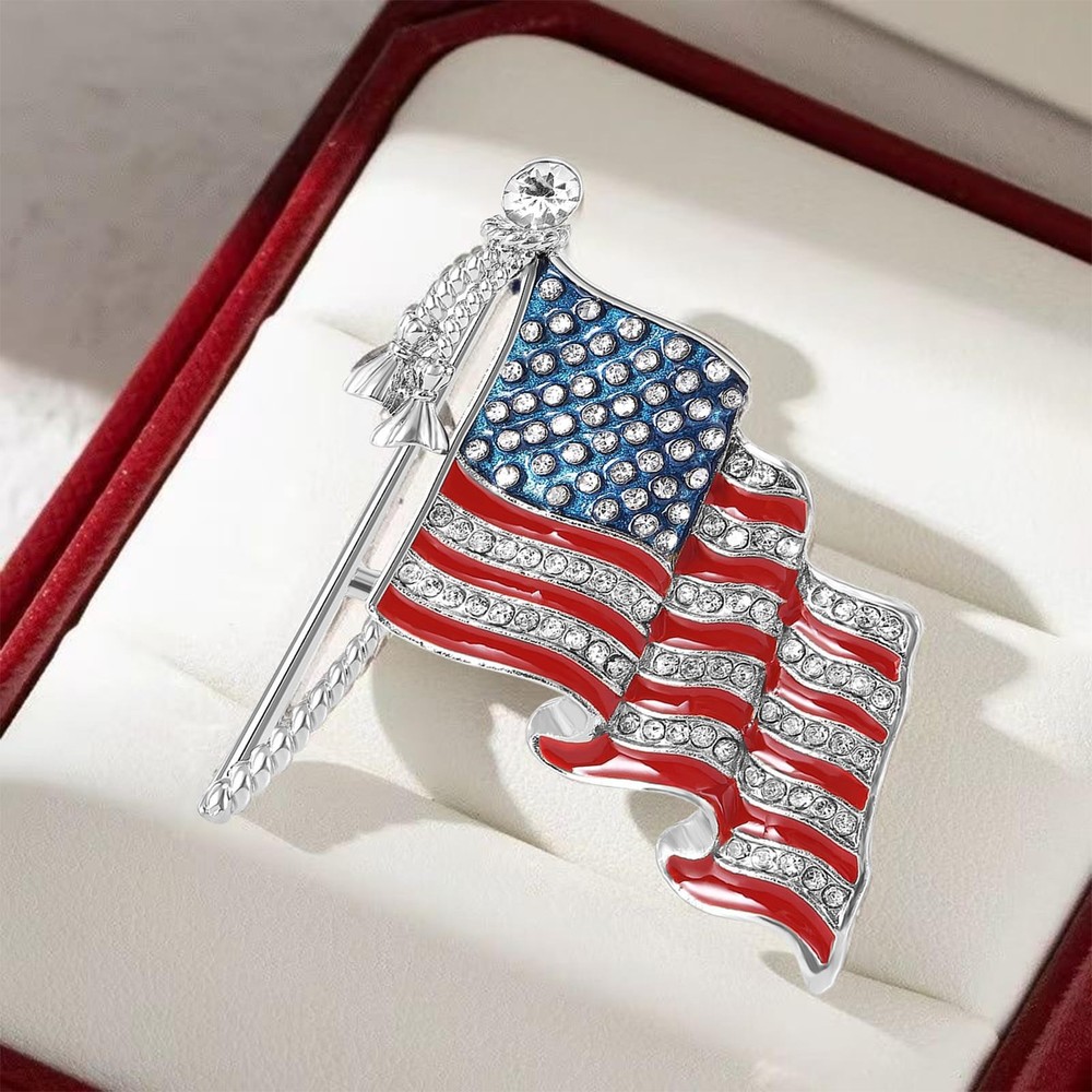American Flag Pin Silver