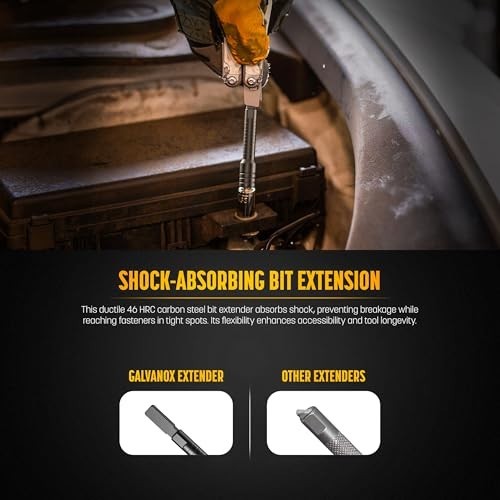 Flat-End Bit Extender & Ratchet Driver Set for Multi-Tools, 2PC Black