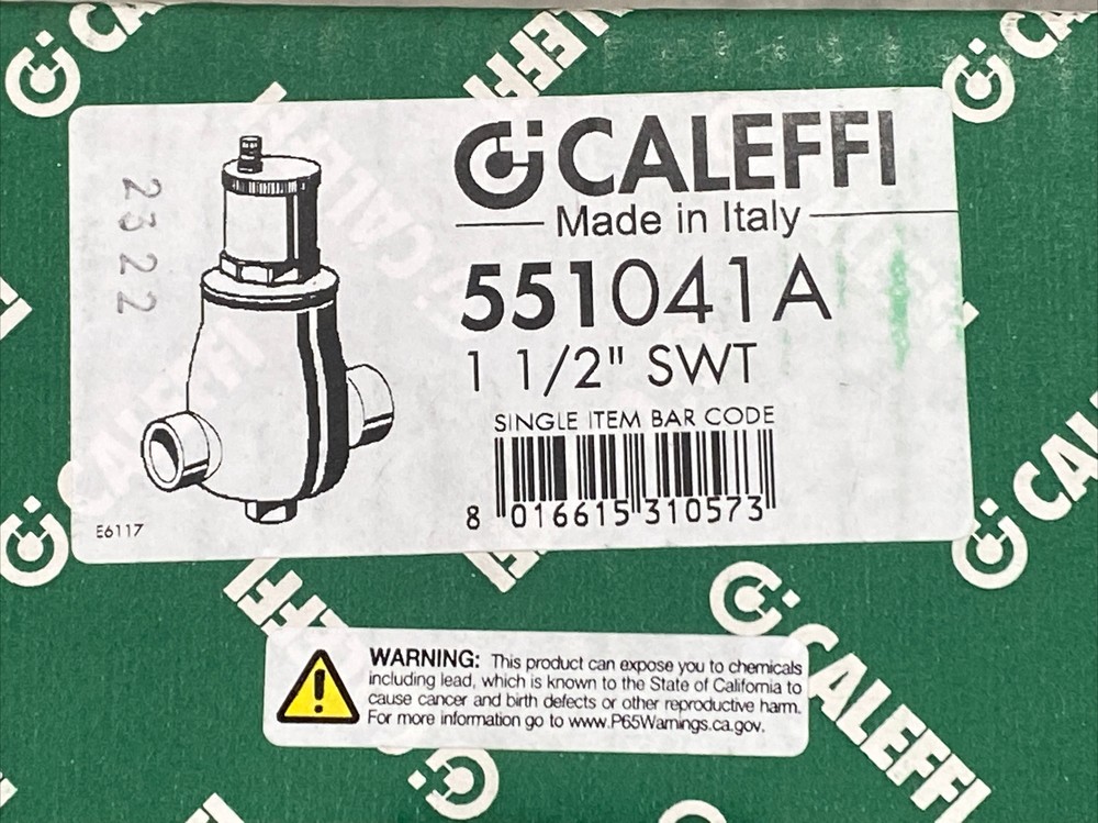 Caleffi 551041A DISCAL Air Separator 1 1/2" Sweat New