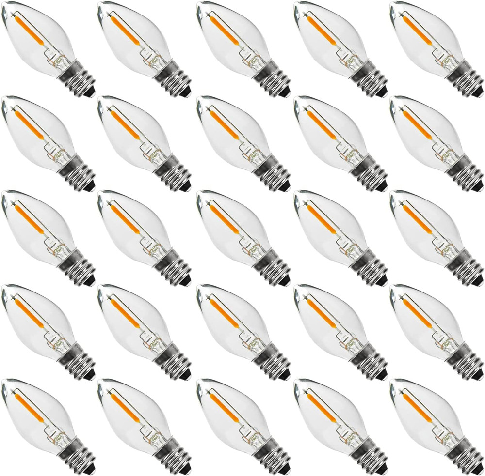 25PACK LED Night Light Bulbs, C7 Candelabra LED Light Bulbs, E12 Chandelier Base