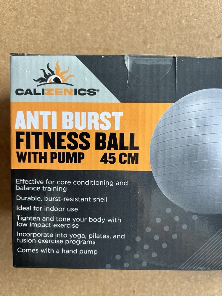 Small 45cm Gray Exercise Ball Set with Pump & Stretch Band for Home Workouts