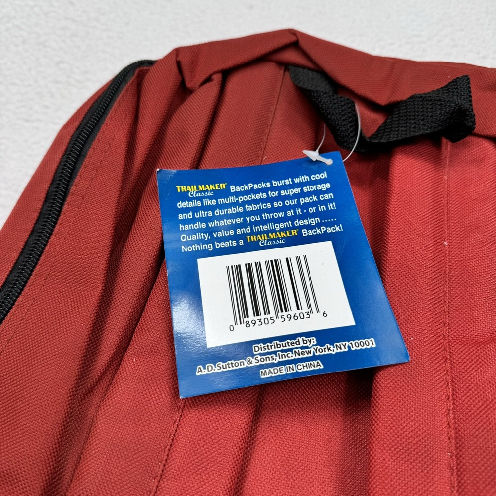 Vintage Trailmaker Classic 2 Pocket Backpack Red 14" Retro School