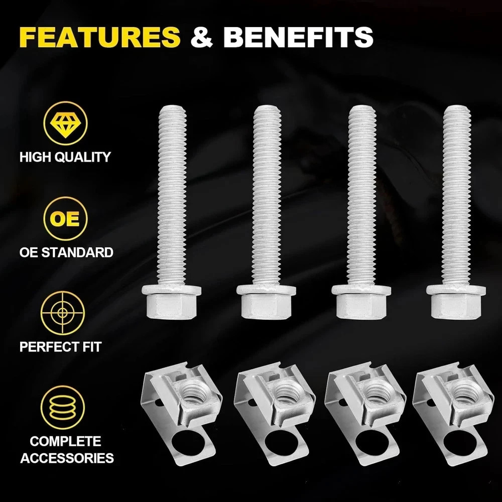 4 Sets Exhaust Manifold Flange Bolts & Nuts Hardware Kit Compatible with Wrangle