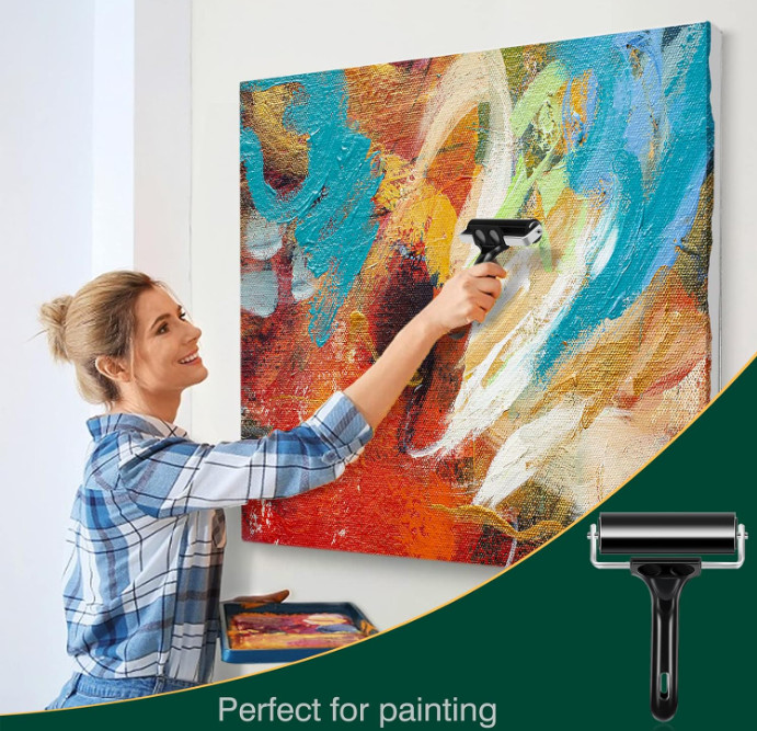 4 Inch Rubber Roller Brayer Rollers for Crafting, Hard Rubber Rollers...