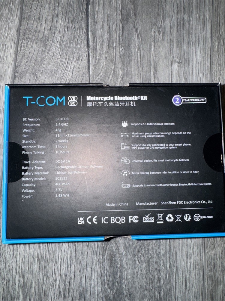 Freed Conn T-com Bluetooth Intercom New In Box High Quality Communication Devic