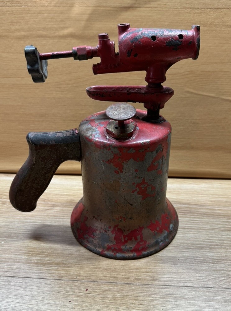 VINTAGE BLOW TORCH WOOD HANDLE READ