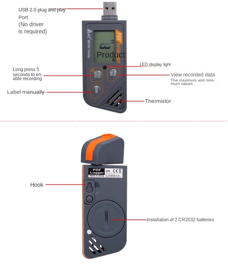 Waterproof USB Data Logger Temperature Humidity and Atmospheric Pressure