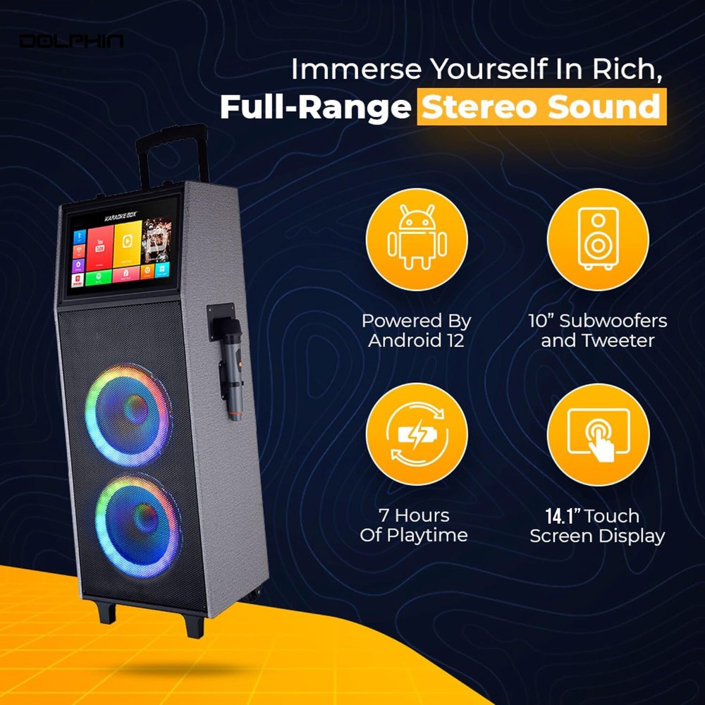 LOUD Bluetooth Speaker Karaoke Machine w/ Wireless Mic & Lyrics Display Screen
