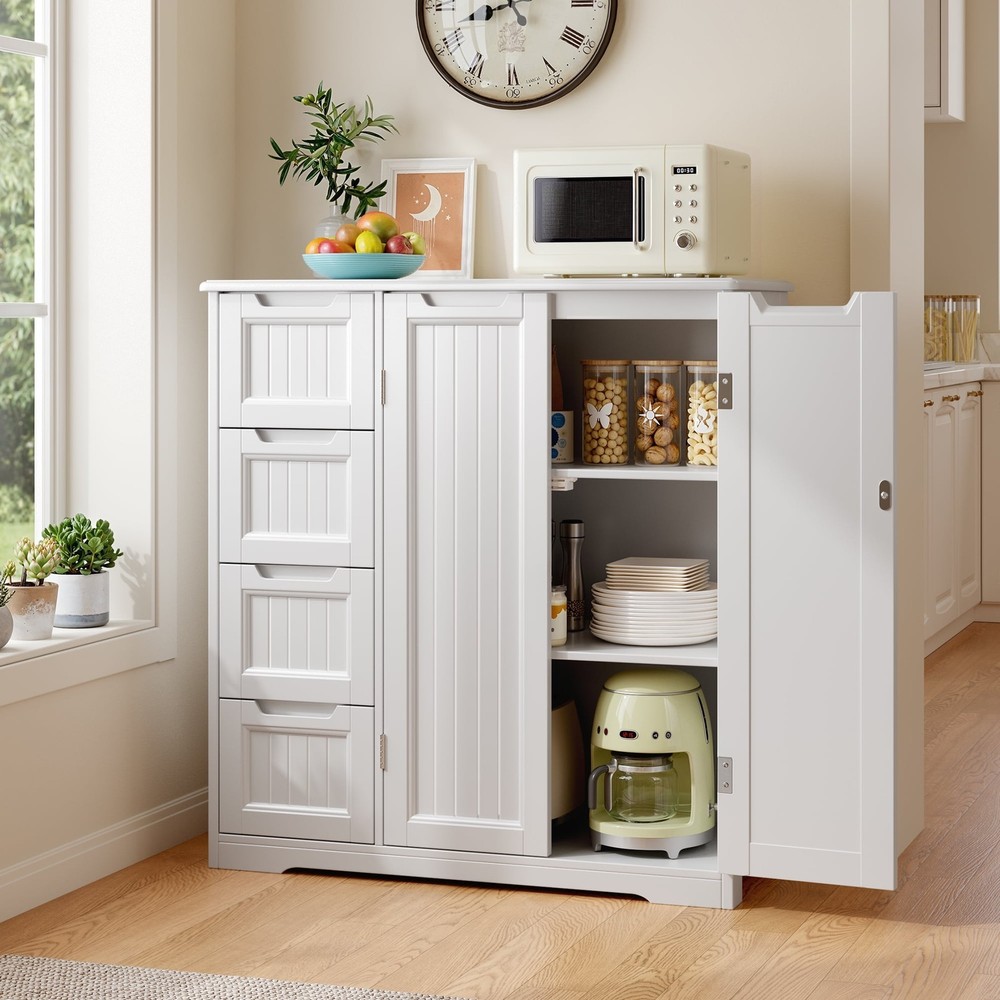 43" H Kitchen Pantry Storage Cabinet with Adjustable Shelves for Kitchen