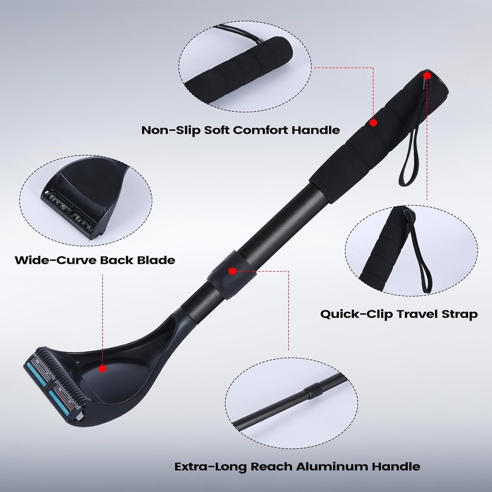 Retractable long handle remove back hair 22 Inches. Body Shavers