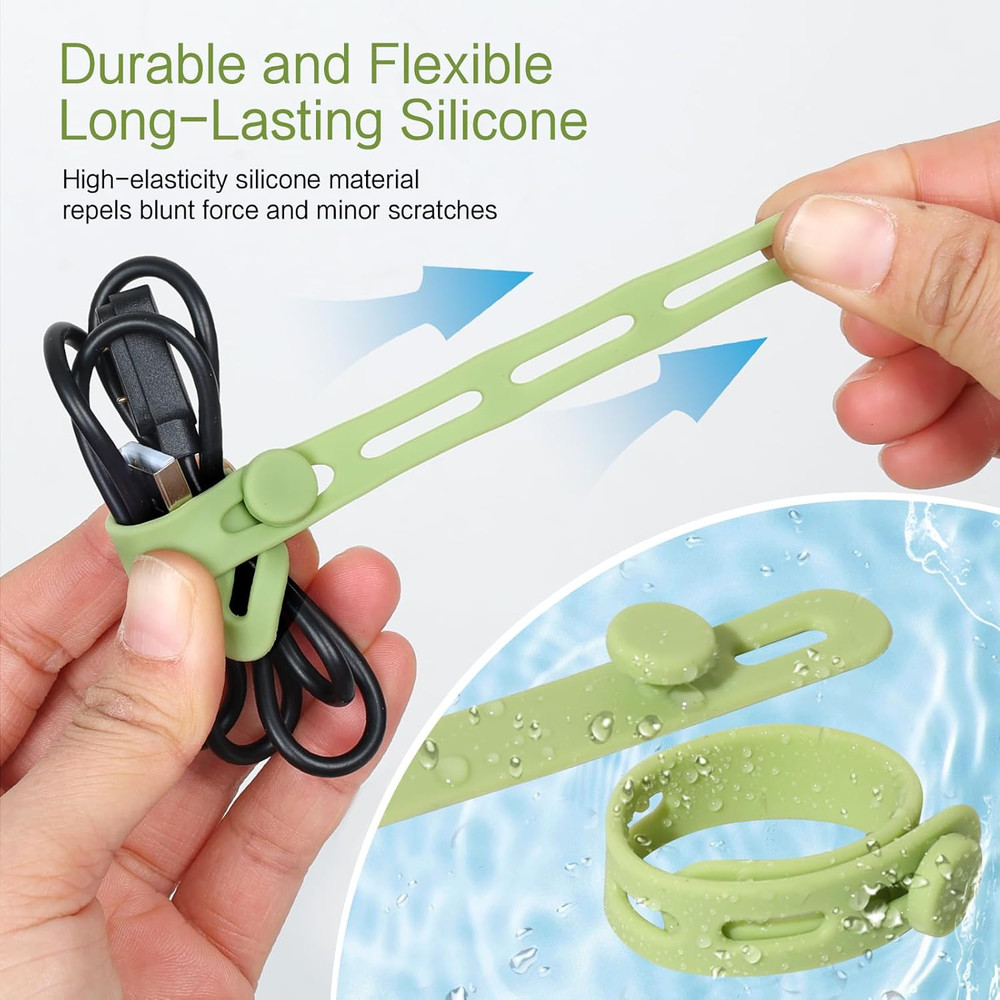 24Pcs Silicone Cable Ties - Reusable & Washable with Locking Buckle Design, Adju