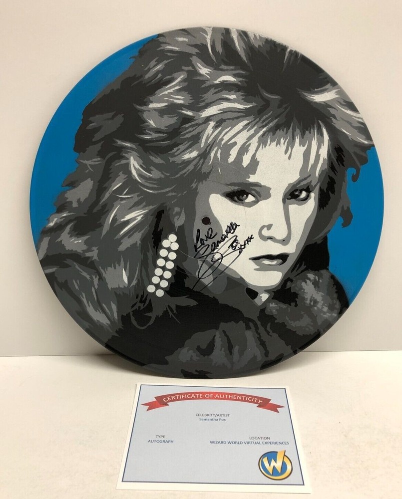 Custom Blue Record LP Signed by SAMANTHA FOX with COA
