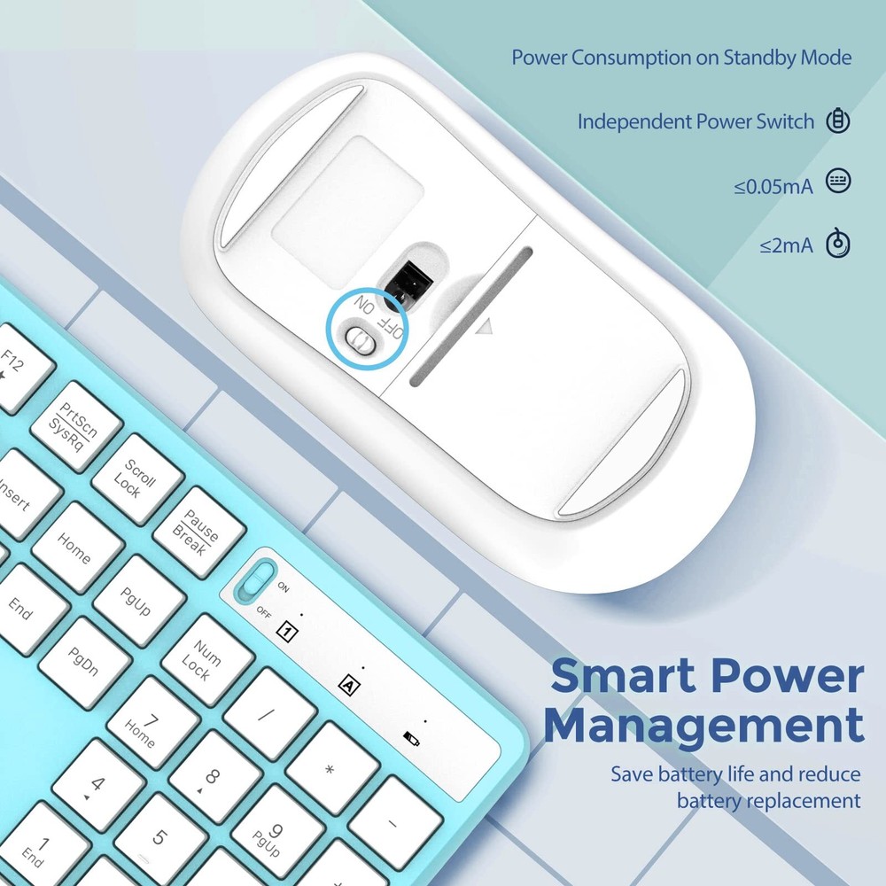 Wireless Keyboard and Mouse Combo 2.4G Full-Sized Ergonomic Keyboard Mouse 3 ...