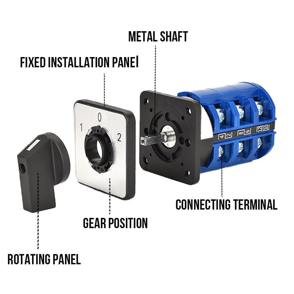 Compact 3-Position 690V Rotary Changeover Switch - Touch Control, 12 Terminals