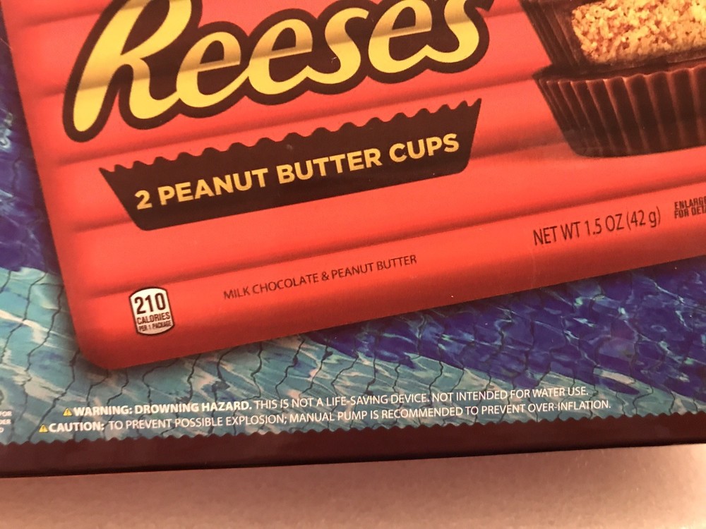 Reese's Peanut Butter Cup Chocolate Pool Float Inflatable 5 Feet Long🎠🍭🍬💎