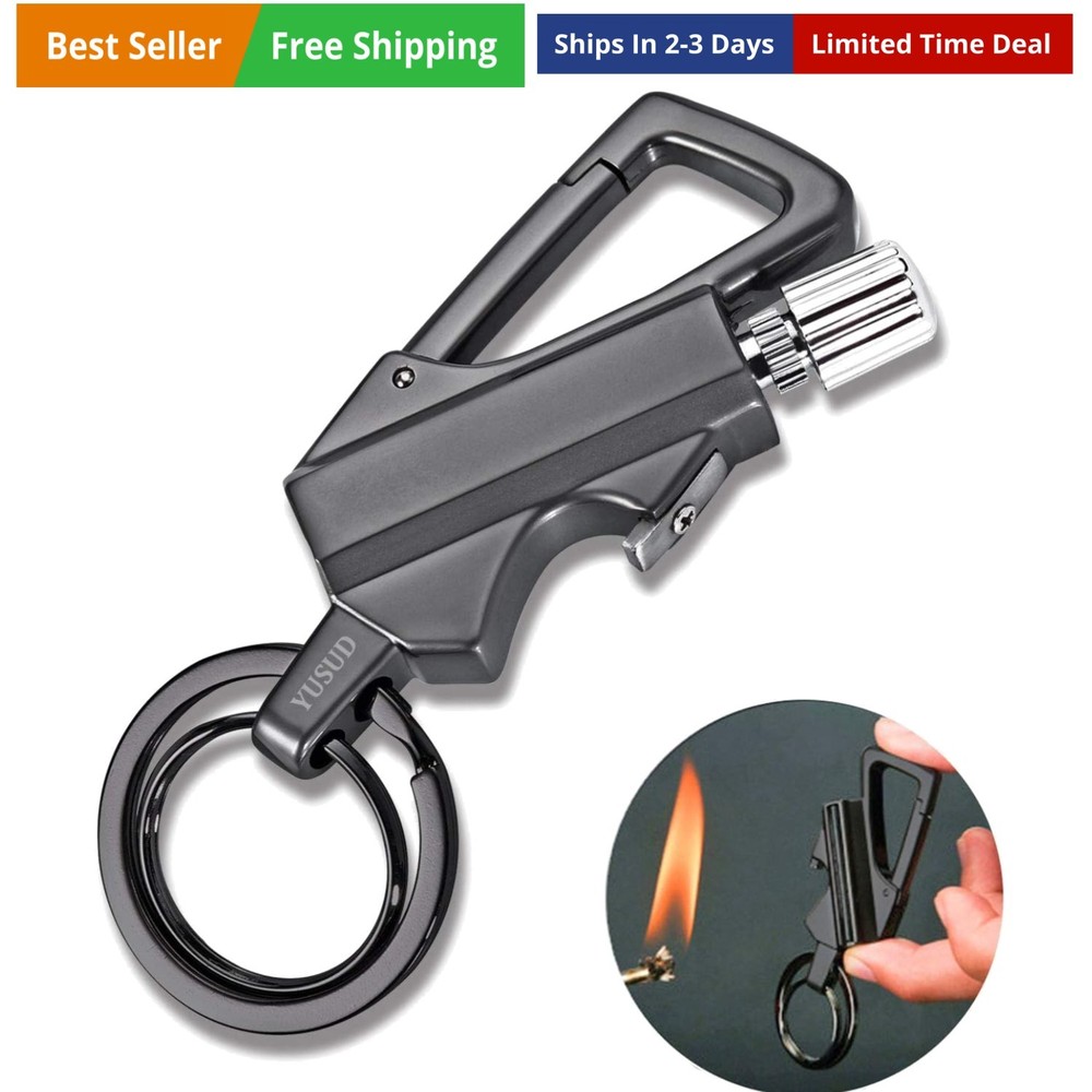 Permanent Match, Flint Fire Starter Never Ending Match Keychain Lighter with ...