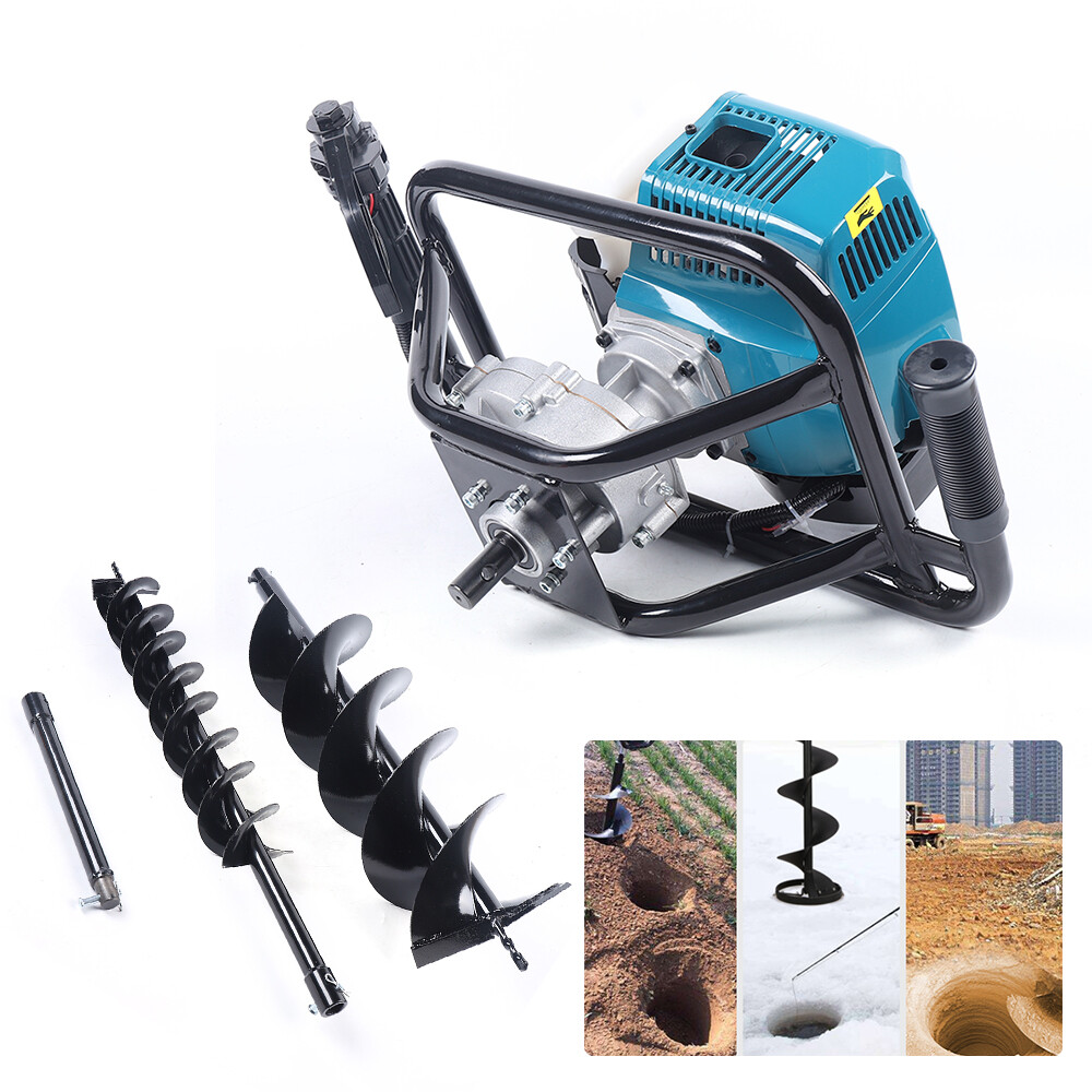 52cc 2 Stroke Post Hole Digger with 2 Bits Gas Powered Earth Auger Drill Machine