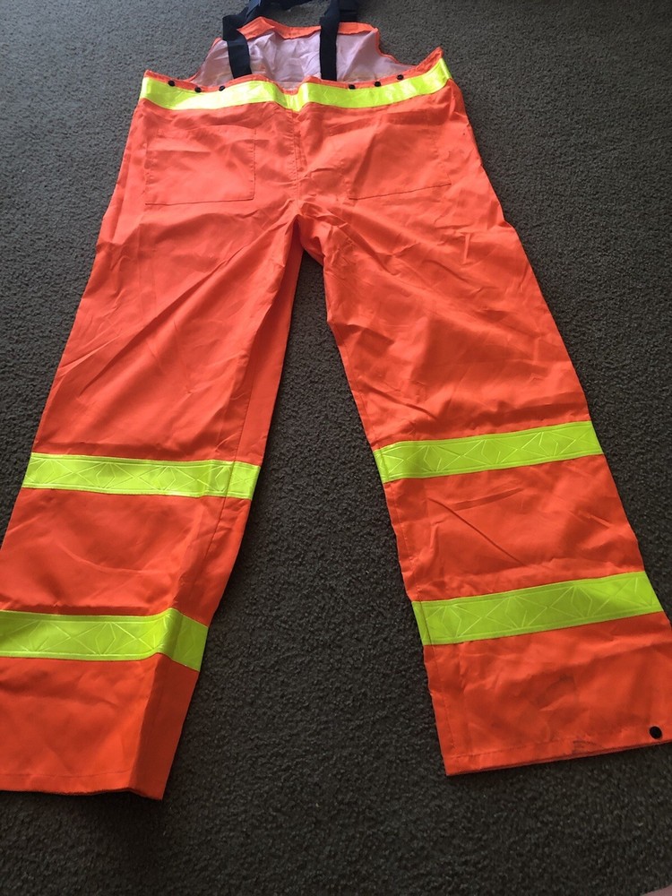 Mens Large High Visibility Construction Bibs Class E Level 2 Reflective Pants