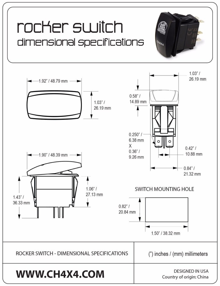 CH4X4 Marine Rocker Switch Steaming Lights Symbol