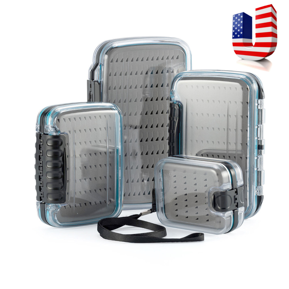 Dr.Fish Fly Fishing Box Double Side Lures Hook 4 Sizes Waterproof Light Clear