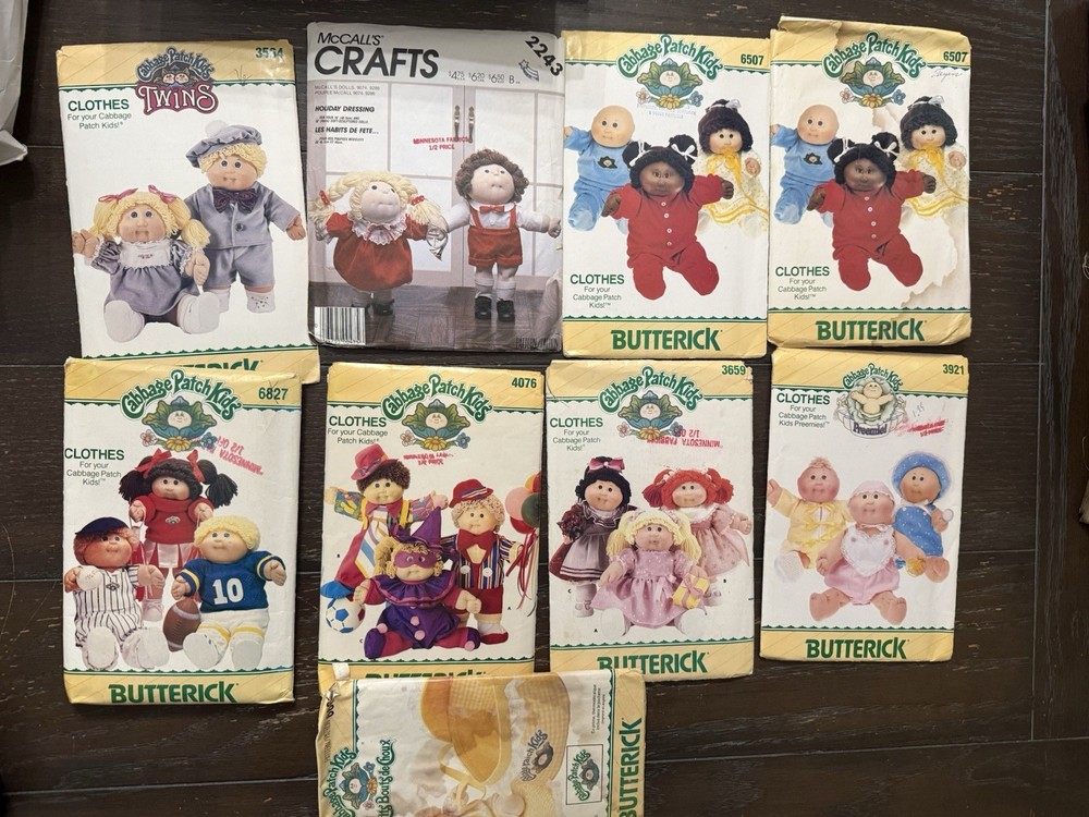 Lot Of 9 Cabbage Patch Doll Sewing Patterns/ Mixed Lot
