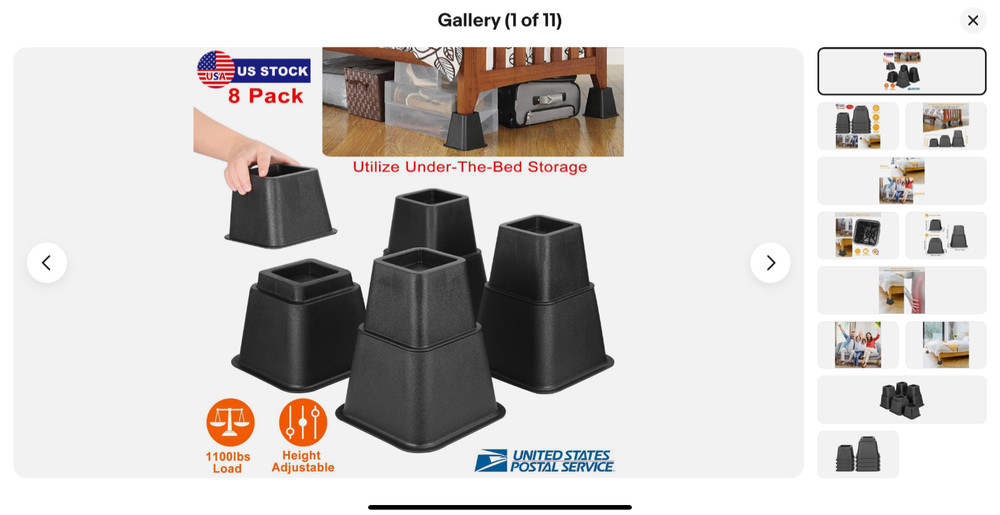 Furniture Risers 8 Pc Set Adjustable Bed Sofa Chair Riser Utopia Bedding BLACK