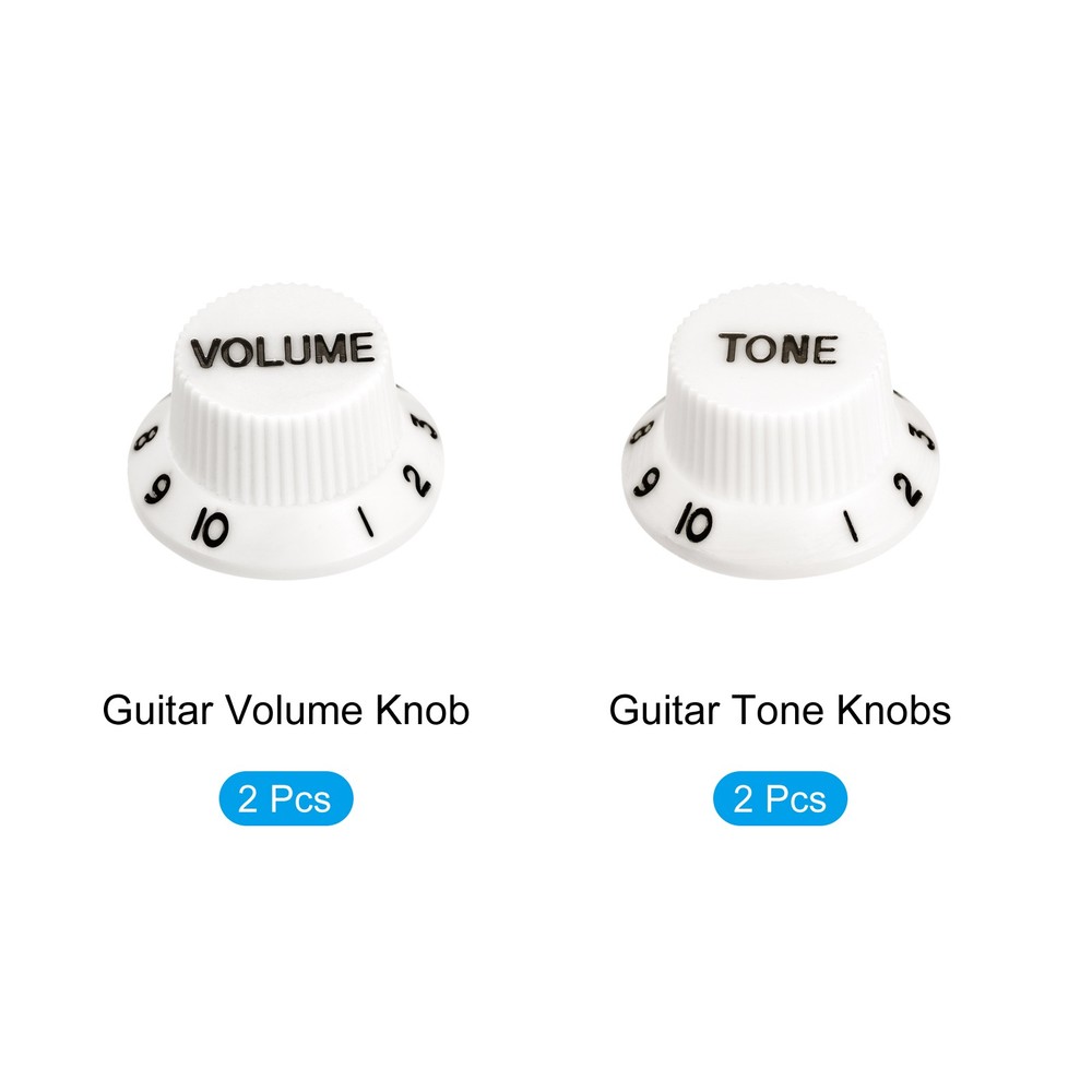 2Set 2Volume 2Tone Speed Control Knob GUITAR White